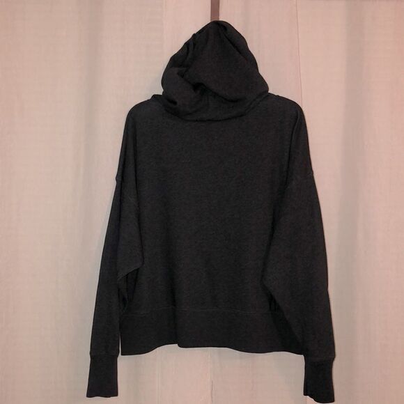 GAP L Slouchy Oversized Charcoal Gray Hoodie with Metallic Jeweled Logo - Picture 2 of 11